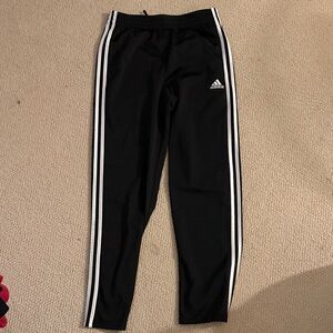 Adidas Kids Black Joggers with White Stripes